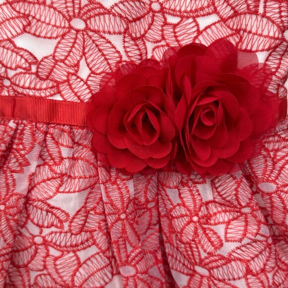 Gymboree Girls Dress Size 7 Red Floral Lace Sleeveless A-Line Style - Picture 3 of 8